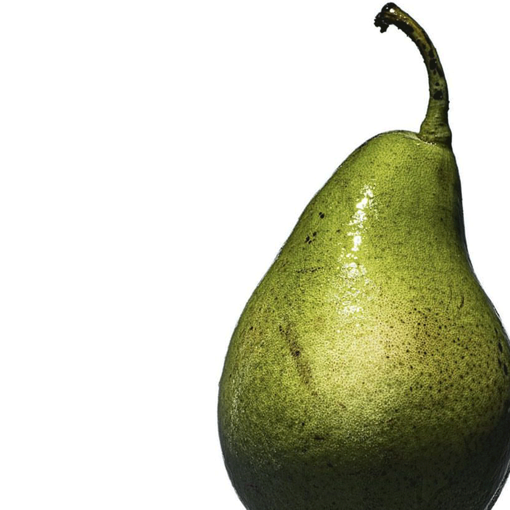 green pear white background